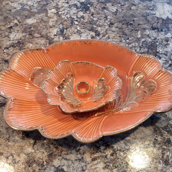 Vintage Other - VINTAGE MCM CALIF USA POTTERY DISH & CANDLE HOLDER